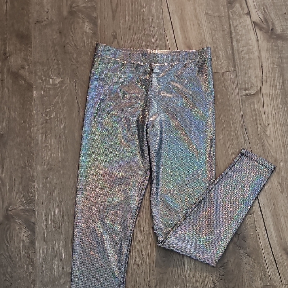 Forever 21 Kids Iridescent Silver Leggings